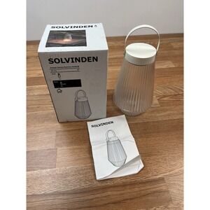 Ikea Solvinden Outdoor Glass Lantern Light Programmable White/Clear NEW